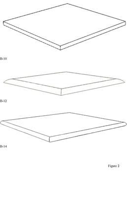 perspective view for three possible edges of the pad